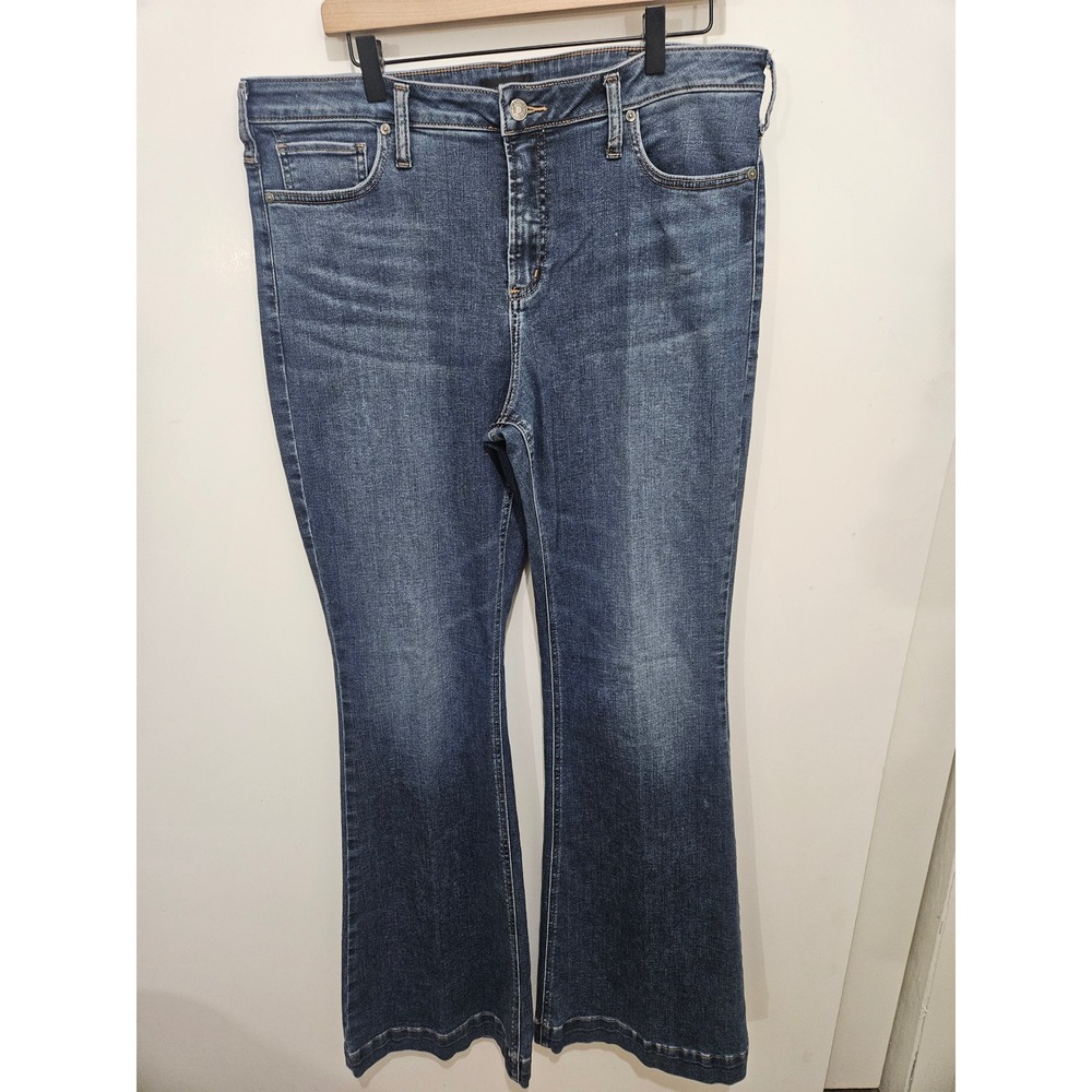 Silver Jeans Co High Note Flare Dark Wash Denim Jeans W64802SDG315 Size 14 L35